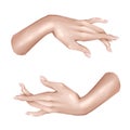 Hand drawn raster illustration - woman Hands - gestures