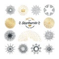 Hand drawn rays and starburst design elements Royalty Free Stock Photo