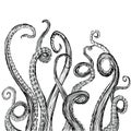 Hand Drawn reaching tentacles Royalty Free Stock Photo