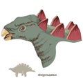 Hand drawn realistic dinosaurus Stegosaurus