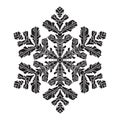 Hand-drawn realistic silhouette snowflake. Black on white background. Easy
