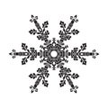 Hand-drawn realistic silhouette snowflake. Black on white background. Easy