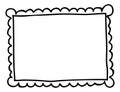 Hand drawn rectangle frame. Cute vintage shape in doodle style