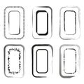Hand drawn rectangle frames. Six vector borders. Black and white. Artistic sketch style. Royalty Free Stock Photo