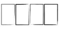 Hand drawn rectangular frame. Brush rectangle. Scrub the border. Rough sketch of a rectangle. Vector illustration