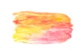 Hand drawn rectangular watercolor paintbrush strokes in red pink crimson yellow orange color palette isolated on white