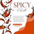 hand drawn red chilli design vegetarian food layout design