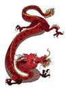Hand drawn red dragon japanese tattoo style on white background Royalty Free Stock Photo