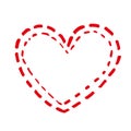 Hand drawn red heart on white background. Scribble heart. Love concept for Valentine`s Day Royalty Free Stock Photo