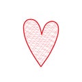 Hand drawn red heart on white background. Scribble heart. Love concept for Valentine's Day