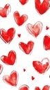 Hand drawn red hearts seamless pattern background Royalty Free Stock Photo