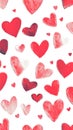Hand drawn red hearts seamless pattern background Royalty Free Stock Photo