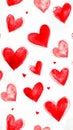 Hand drawn red hearts seamless pattern background Royalty Free Stock Photo