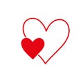 Hand drawn red hearts on white background. Scribble heart. Love concept for Valentine's Day Royalty Free Stock Photo