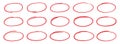 Hand drawn red oval set. Hand drawn doodle marker, pen stroke line highlight oval frame. Scribble round frame for text