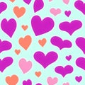 Hand drawn red and yellow hearts, seamless hearts pattern, tileable Valentine texture asset, part of Hearts_Textures_Collection,