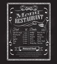 Hand drawn restaurant menu blackboard vintage frame label Royalty Free Stock Photo