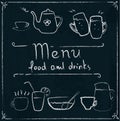 Hand drawn restaurant menu design on blackboard Royalty Free Stock Photo