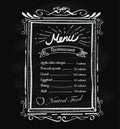 Hand drawn restaurant menu vintage blackboard frame label Royalty Free Stock Photo