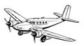 Hand drawn retro airplane. Realistic vintage plane isolated. Engraved style vector illustration. Royalty Free Stock Photo
