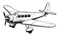 Hand drawn retro airplane. Realistic vintage plane isolated. Royalty Free Stock Photo