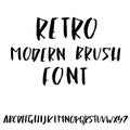 Hand drawn retro calligraphy font. Modern brush lettering. Grunge style alphabet. Vector illustration. Royalty Free Stock Photo