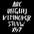Hand drawn retro calligraphy font. Modern brush lettering. Grunge style alphabet. Vector illustration. Royalty Free Stock Photo