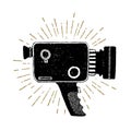 Hand drawn retro camcorder vector illustration.