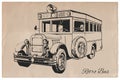Hand-drawn Retro city bus drawing Royalty Free Stock Photo
