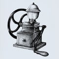 Hand drawn retro coffee grinder isolated