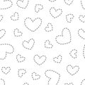 Hand drawn retro hearts seamless pattern.Scribble black hearts with dash stroke. Love concept for Valentine's Day Royalty Free Stock Photo