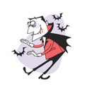 Hand drawn Retro illustration Halloween Character. Creative Cartoon art work. Actual drawing Holiday People. Artistic isola