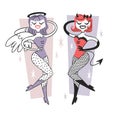 Hand drawn Retro illustration Halloween Character. Creative Cartoon art work. Actual drawing Holiday People. Artistic isola