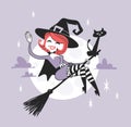 Hand drawn Retro illustration Halloween Character. Creative Cartoon art work. Actual vector drawing Holiday People. Artistic isola