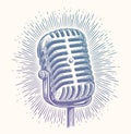 Retro microphone sketch. Hand drawn vintage vector illustration Royalty Free Stock Photo