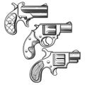 Hand drawn Retro Pistols set