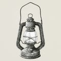 Hand drawn retro portable lantern