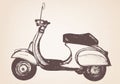 Hand drawn retro scooter. Vector