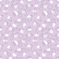 Hand drawn retro style cosmetic jars seamless pattern. Perfect for scrapbooking, poster, textile and prints. Doodle illustration