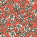 Hand-drawn retro Sunflower illustration seamless repeat pattern