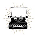 Hand drawn retro typewriter vector illustration. Royalty Free Stock Photo