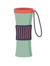 Hand drawn reusable coffee to go cup. Thermo mug with cover. Cute hand drawn Thermos for take away hot drink