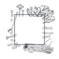 Hand-drawn rhubarb. Vector frame