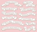 Hand Drawn Ribbon Banners Set with Handwritten Messages