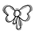 Hand drawn ribbon or bow on white background. Doodle. Decorative element Royalty Free Stock Photo