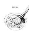 Hand drawn rice soup vector.