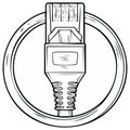 Hand Drawn RJ45 Connector Inside Circle Frame, Computer Network Ethernet Internet Cable Vector Icon, Data Connection Royalty Free Stock Photo