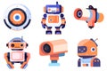 Hand Drawn Robots and electronic devices in flat style