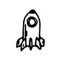 Hand Drawn rocket doodle. Sketch style icon. Decoration element. Isolated on white background. Flat design. Vector illustration Royalty Free Stock Photo
