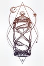 Hand drawn romantic design of a hourglass